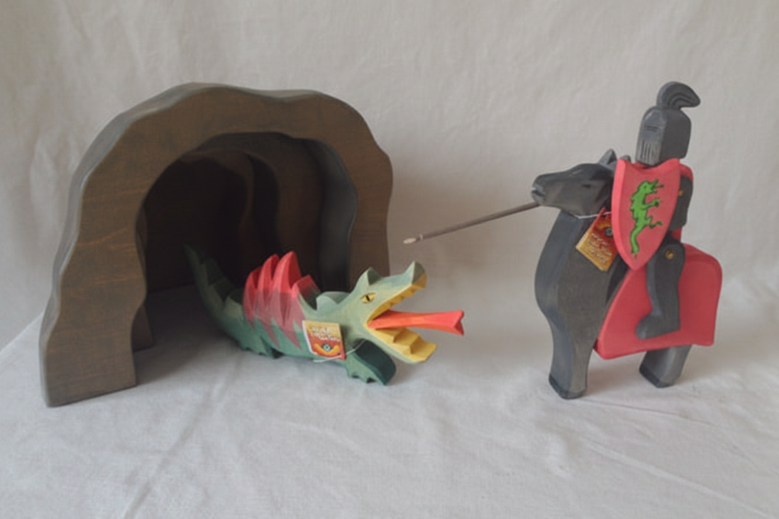 Ostheimer Schwarzer Ritter Pferd und Drachen & Drachenhöhle